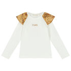 Girls Ivory Logo Geo Map Long Sleeve Top, 1, hi-res